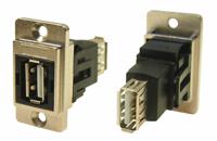 235-4754 RS PRO Straight, Panel Mount, Socket to Socket- Dual Port Type A to A 2.0 USB Connector