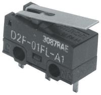 d2f-01l2 Omron Roller Lever Micro Switch, PCB Terminal, 100 mA @ 30 V dc, SPDT, IP40