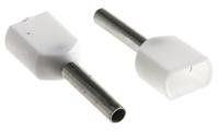 966144-1 TE Connectivity Insulated Crimp Bootlace Ferrule, 8mm Pin Length, 1.4mm Pin Diameter, 2 x 0.5mm² Wire Size, White