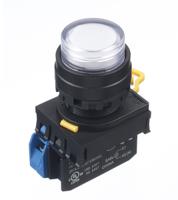 yw1l-m2e10qm3pw Idec YW Series Illuminated Push Button Complete Unit, Panel Mount, 22mm Cutout, SPST, IP65