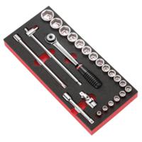 modms1apb Facom 23-Piece Metric 1/2 in Standard Socket Set with Ratchet, 6 point