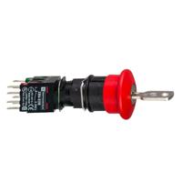 xb6as9349b Schneider Electric Harmony Series Key Release Emergency Stop Push Button, Panel Mount, 16mm Cutout, 2NO + 2NC, IP65