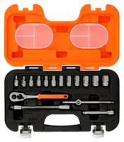 s160af Bahco 16-Piece Imperial 1/4 in Standard Socket Set with Ratchet, 6 point