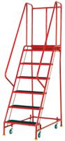 909-7081 RS PRO 6 Tread Steel Steps 1.4m Platform Height, Red