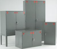 424-5516 RS PRO Grey Steel Lockable 2 Door Hazardous Substance Cabinet, 915mm x 915mm x 457mm