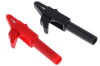 240157-22-240157-21 Staubli Crocodile Clip 4 mm Connection, Brass Contact, 15A, Black/Red
