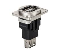 907-5637 RS PRO Straight, Panel Mount, Socket- Dual Port Type A 2.0 USB Connector