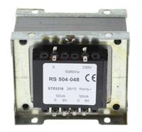 504-048 RS PRO 100VA 2 Output Chassis Mounting Transformer, 9V ac, IEC 61558-2-6