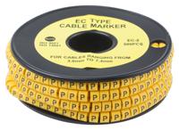 812-1017 RS PRO Slide On Cable Markers, Black on Yellow, Pre-printed "P", 3.6 → 7.4mm Cable