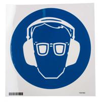 305-7784 Brady PET Mandatory Ear protection, Eye Protection Sign With Pictogram Only Text
