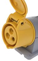 2cma193097r1000-216rs4 Amphenol Industrial, Easy & Safe IP44 Yellow Wall Mount 2P + E Right Angle Industrial Power Socket, Rated At 16A, 110 V