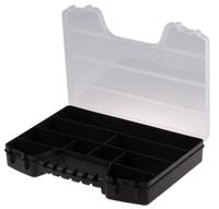 838-6523 RS PRO 9 Cell Black PP Compartment Box, 50mm x 320mm x 250mm