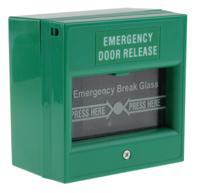 741-8284 RS PRO Green Emergency exit unlocking box, Break Glass Operated, Resettable, Mains-Powered