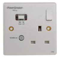 k21wp-c Powerbreaker PowerBreaker H 13A, BS Fixing, Passive, Single Gang RCD Socket, Polycarbonate, Surface Mount , Switched,