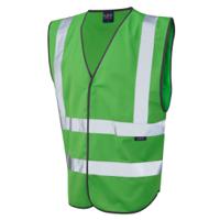 w05-gn-xs Leo Workwear Green Hi-Vis Hi Vis Vest, XS