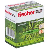 518886 Fischer Fixings Green Nylon Wall Plug, 50mm Length, 8mm Fixing Hole Diameter