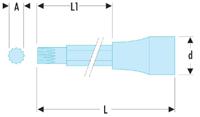 sv12elb Facom 1/2 in Drive Bit Socket, XZN, M12, 140 mm Overall Length
