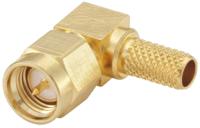 32s207-306l5 Rosenberger SMA Series, Plug Cable Mount SMA Connector, 50Ω, Crimp Termination, Right Angle Body