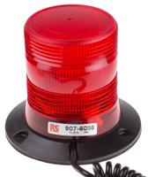 907-6006 RS PRO Red Flashing Beacon, 10 → 100 V dc, Magnetic Mount, LED Bulb, IP56