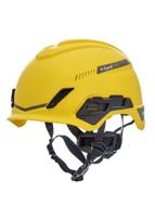 10194787 MSA Safety V-Gard H1 Black, Yellow Safety Helmet with Chin Strap, AdjustableVentilated
