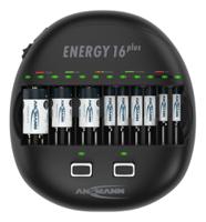 1001-0004-uk Ansmann Energy 16 Plus Battery Charger For NiCd, NiMH 9V, AA, AAA, C, D with EU, UK plug