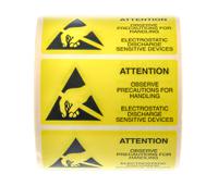 211-1225 RS PRO Yellow Paper ESD Label, Attention Observe Precautions For Handling Electrostatic Discharge Sensitive Device-Text