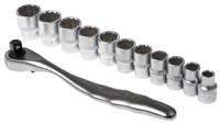 668-5783 RS PRO 12-Piece Metric 3/8 in Standard Socket Set with Ratchet, 12 point