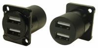 282-837 RS PRO Straight, Panel Mount, Female to Male- Dual Port Type USB 2.0 2 USB Connector