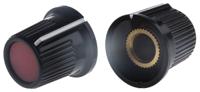 259-6890 RS PRO 16.2mm Black, Red Potentiometer Knob for 6mm Shaft Splined