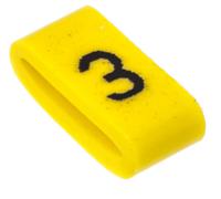901-10481 HellermannTyton Ovalgrip Slide On Cable Markers, Black on Yellow, Pre-printed "3", 2.5 → 6mm Cable,