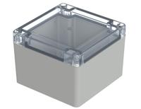 07411118-xm-111108-g-7035 Bopla Euromas X Series Light Grey Polycarbonate Enclosure, IP66, IP68, IK07, Clear Lid, 104.8 x 104.8 x 74.7mm