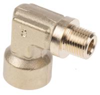 0144-10-10 Legris Brass Pipe Fitting, 90° Threaded Elbow, Male R 1/8in to Female G 1/8in