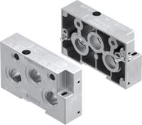 nev-01-vdma Festo NEV series 3 station G 1/2, G 1/8 Manifold End Base for use with Solenoid/Pneumatic Valves, 161104