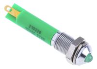 210-226 RS PRO Green Panel Mount Indicator, 12V dc, 6mm Mounting Hole Size, Solder Tab Termination