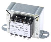 504-274 RS PRO 20VA 2 Output Chassis Mounting Transformer, 9V ac, IEC 61558-2-6