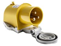 846 MENNEKES IP44 Yellow Wall Mount 3P Right Angle Industrial Power Plug, Rated At 16A, 110 V