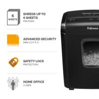 4631201 Fellowes Powershred 6M 13L Mini Cut Shredder Sheet Shreading