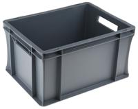 725-9151 RS PRO 20L Grey Plastic Medium Euro Containers, 400mm x 300mm x 220mm