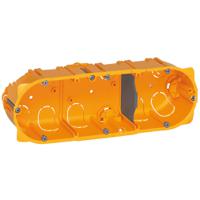 080043 Legrand 0800 Yellow Plastic Back Boxes, IP20, Flush Mount Mount, 3 Gangs, 40 x 67mm