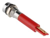 212-395 RS PRO Red Panel Mount Indicator, 24V ac/dc, 8mm Mounting Hole Size, Solder Tab Termination, IP67