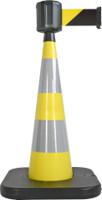 204-1805 RS PRO Weighted Grey, Yellow 1.10 m PVC Safety Cone With Strap Reel