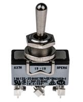637h APEM Toggle Switch, Panel Mount, (On)-Off-(On), SPDT, Screw Terminal, 400V ac