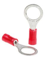 34151 TE Connectivity, PLASTI-GRIP Insulated Ring Terminal, M8 Stud Size, 0.26mm² to 1.65mm² Wire Size, Red