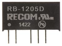 rb-1205d Recom RB DC-DC Converter, ±5V dc/ ±100mA Output, 10.8 → 13.2 V dc Input, 1W, Through Hole, +85°C Max Temp -40°C