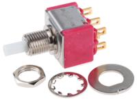 8225shzbe C & K Push Button Switch, Momentary, Panel Mount, 6.4mm Cutout, DPDT