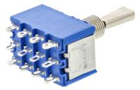 5669a9 APEM Toggle Switch, Panel Mount, On-Off-On, 4PDT, Solder Terminal