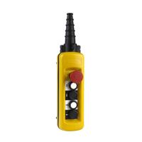 xaca4812 Slow Break Push Button Control Station - SPDT, Polypropylene, 4 Cutouts, Yellow, Emergency Stop, IP65