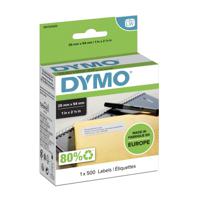 s0722520 Dymo White Black Print Label Roll, 25mm Width, 54mm Height, 500Per Roll Qty