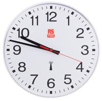 811-1824 RS PRO White Radio Controlled Analog Wall Clock, 300mm Diameter