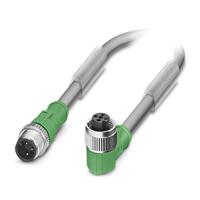 1456844 Phoenix Contact Male 3 way Straight Plug M12 to Female 3 way Angled Socket M12 Sensor Actuator Cable, 3 m